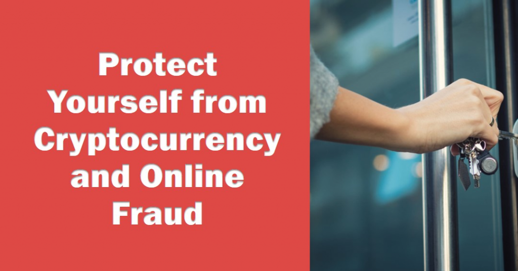 A visual representation of the concepts of Cryptocurrency and online fraud prevention